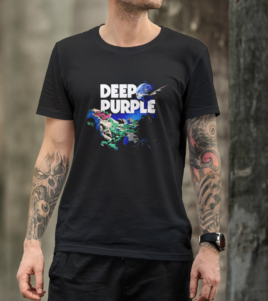 Deep Purple Colorful Splatters And Paint Brush Strokes T-Shirt