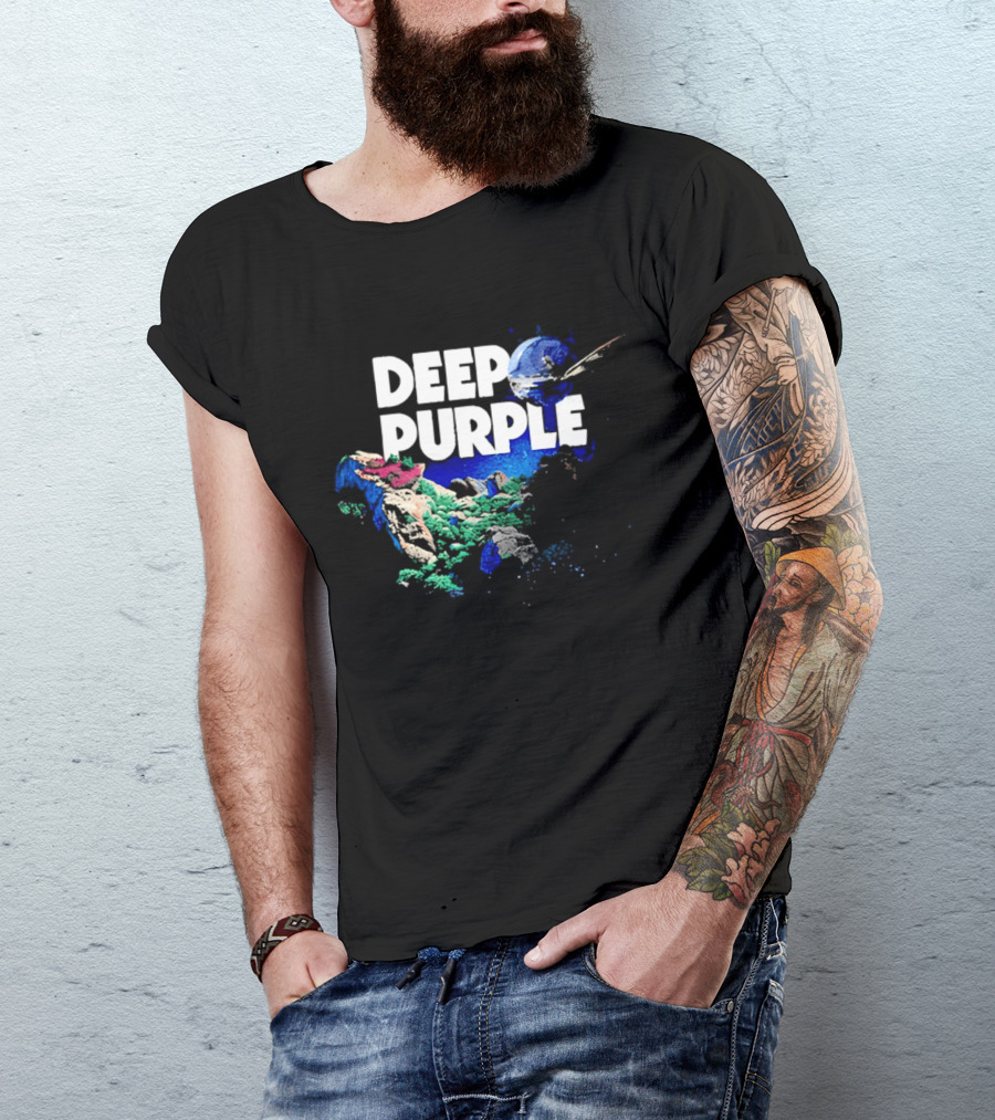 Deep Purple Colorful Splatters And Paint Brush Strokes T-Shirt