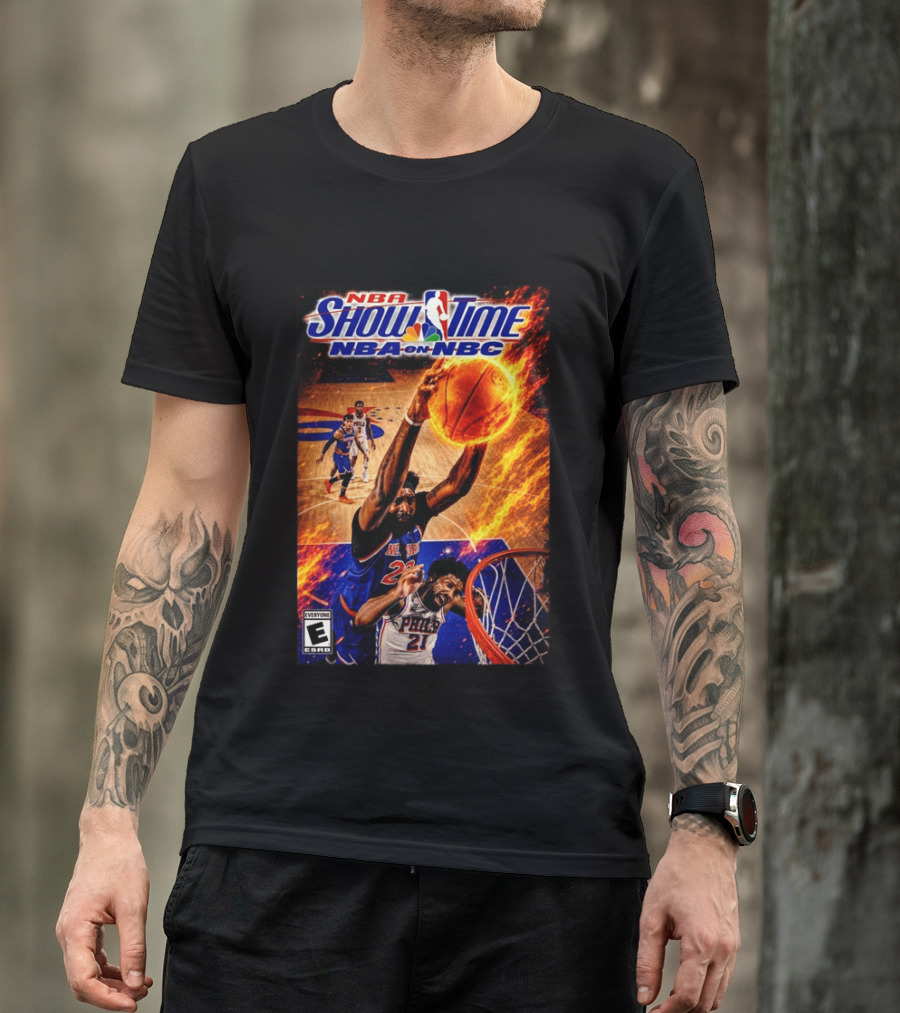 NBA Showtime Dunking Mitchell Robinson On Joel Embiid NBA On NBC T-Shirt