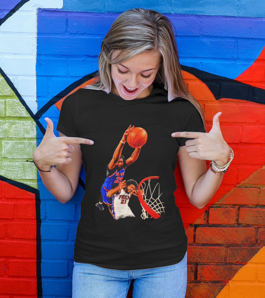 New York Knicks Mitchell Robinson Dunking On Philadelphia 2026 T-Shirt