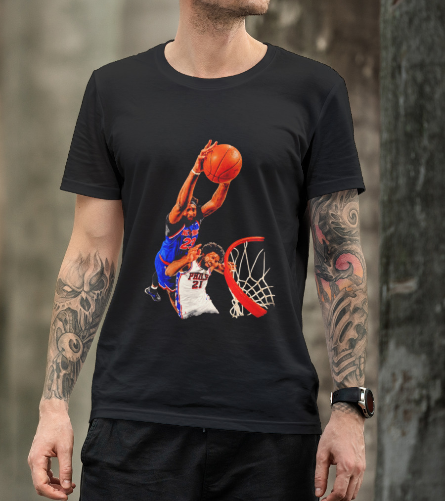 New York Knicks Mitchell Robinson Dunking On Philadelphia 2026 T-Shirt