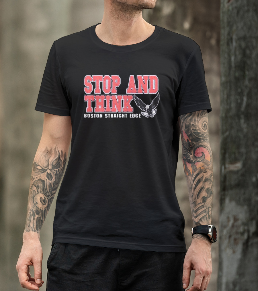 Stop And Think Boston Straight Edge Bold Eagle T-Shirt