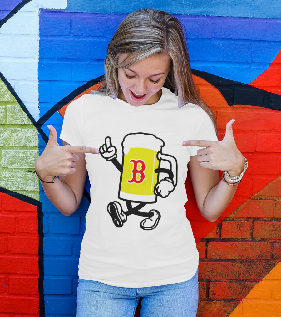 2026 Red Sox Beer With Walking Foam And Red B T-Shirt