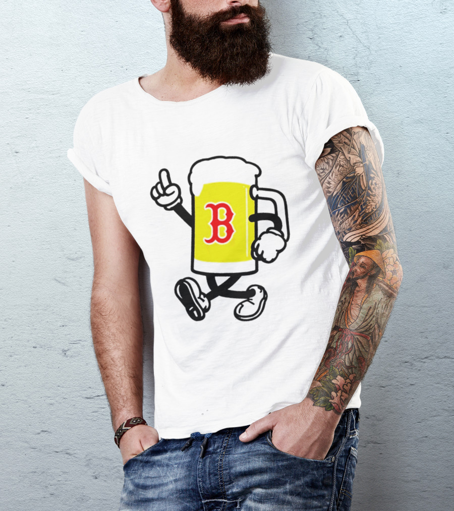 2026 Red Sox Beer With Walking Foam And Red B T-Shirt