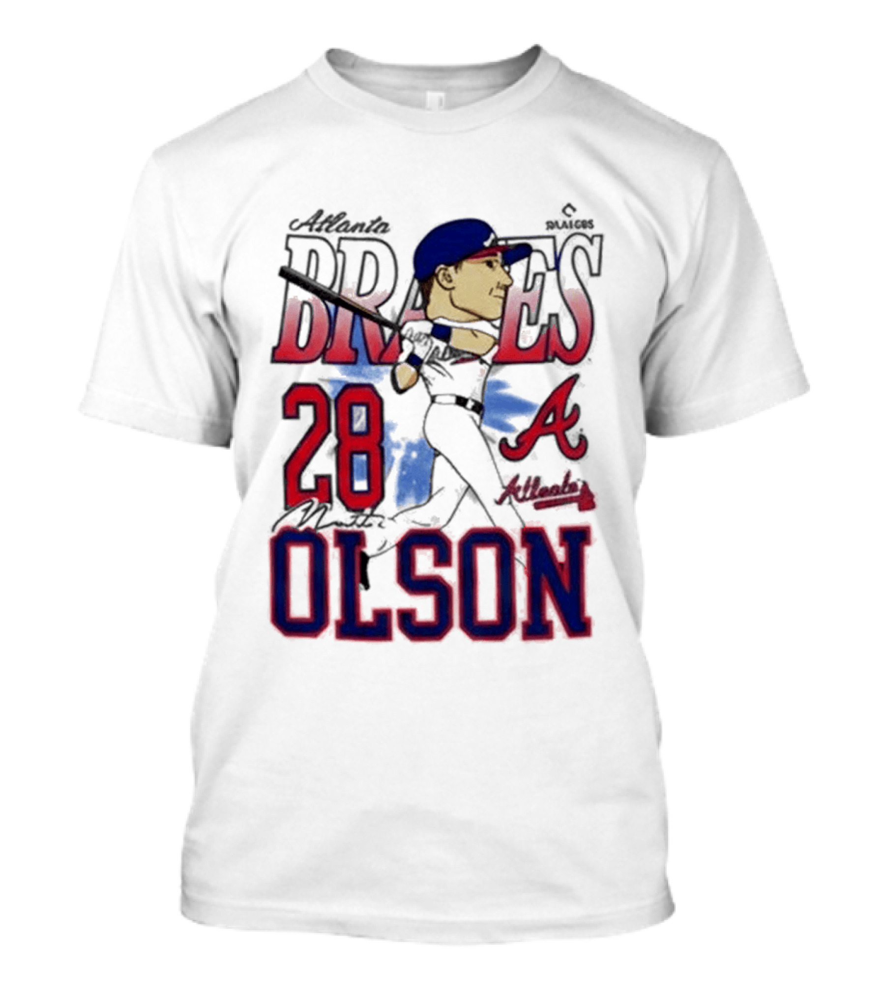 Atlanta Braves 28 Olson Caricature T-Shirt