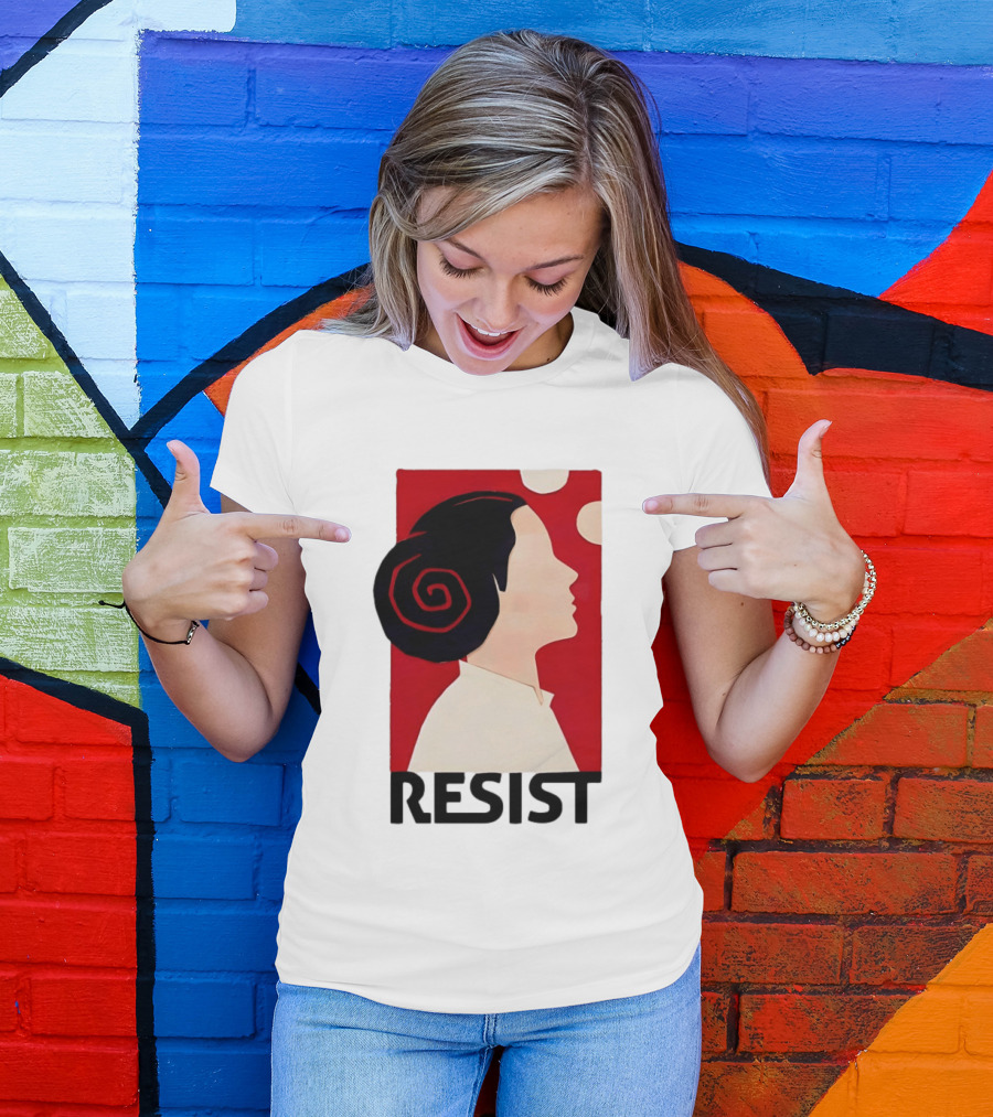 Princess Leia Resist Style Icon With Red And White T-Shirt