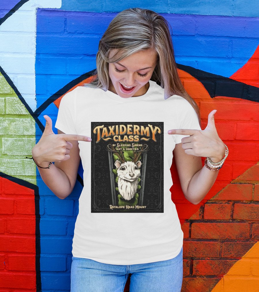 Taxidermy Class Sleeping Sirens Art Oddities Ratalope Head Mount T-Shirt