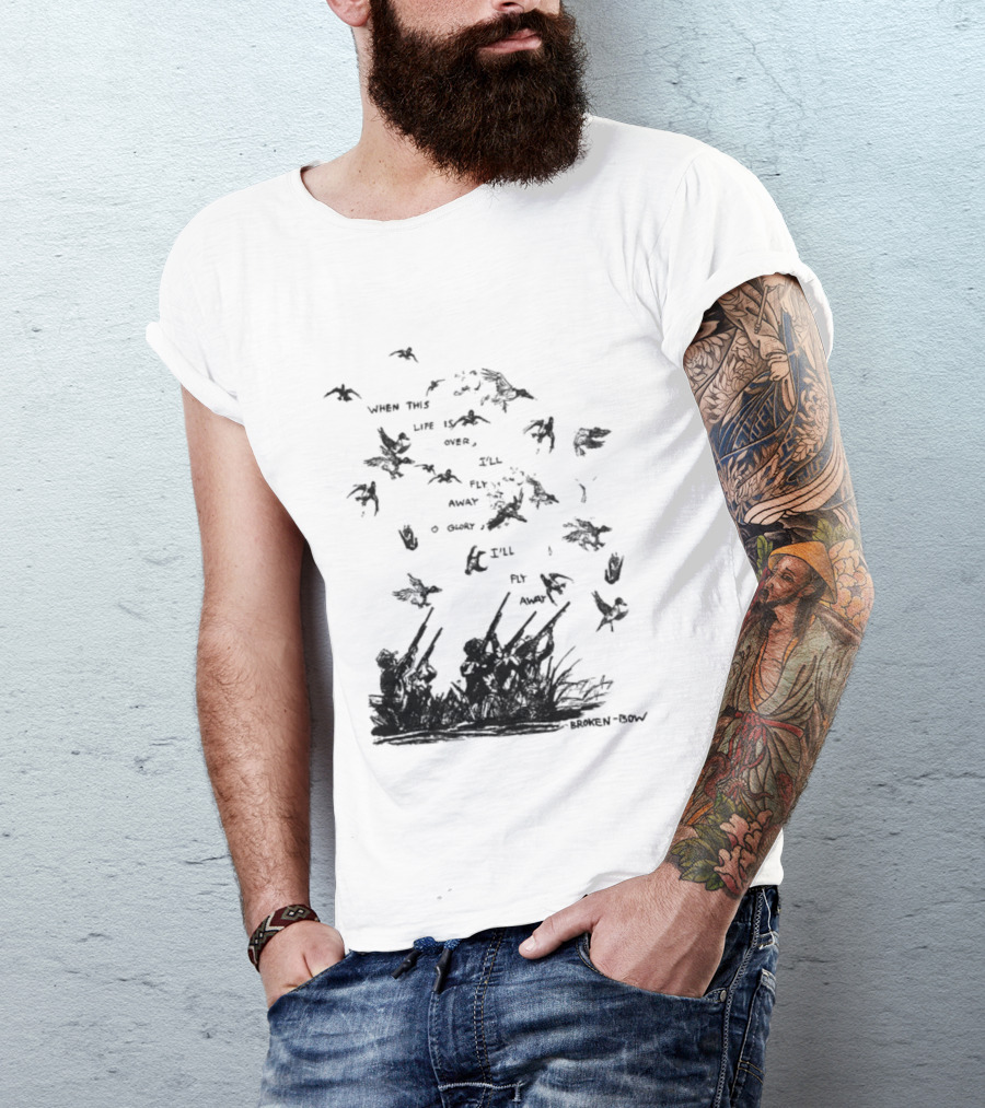 When This Life Is Over I'll Fly Away Glory Bird Silhouette Clouds T-Shirt