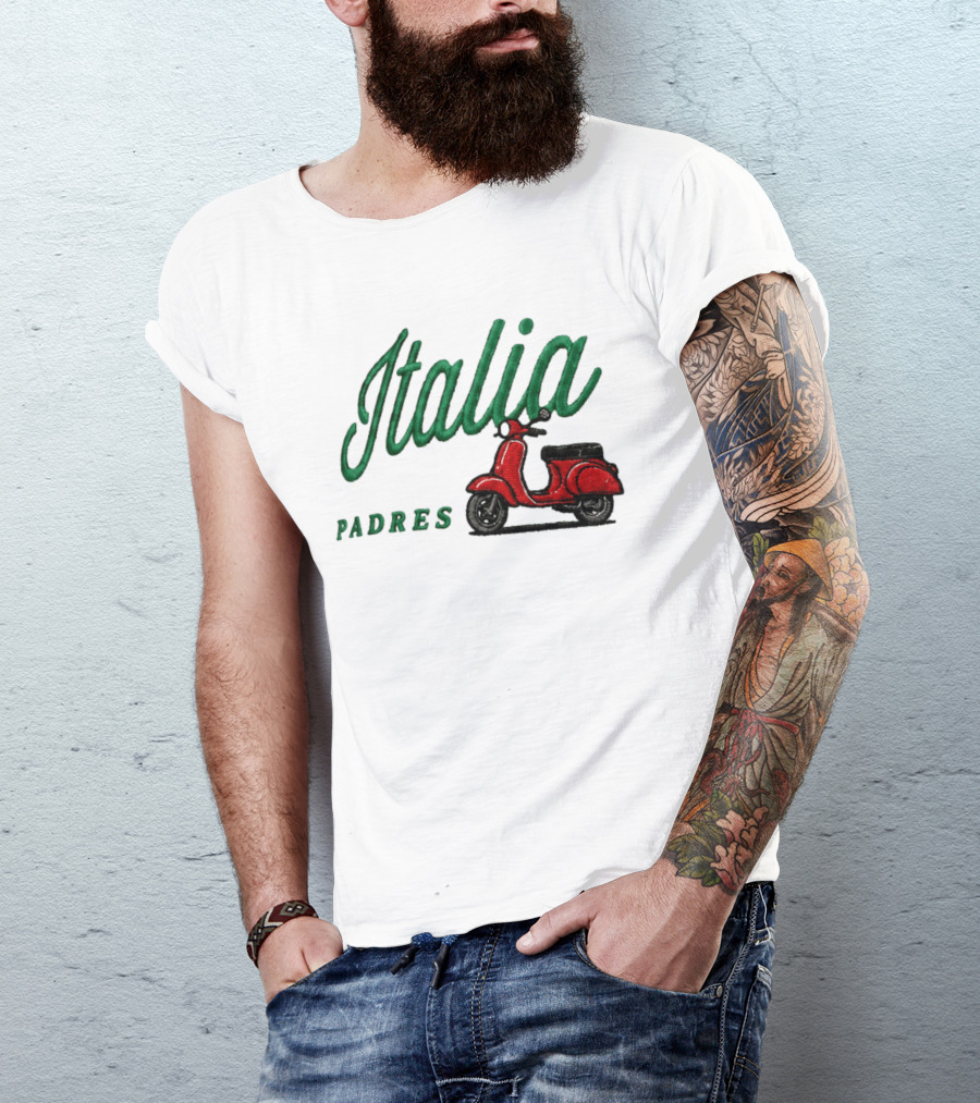 Italia Padres Red Scooter 2026 Italian Heritage Celebration Night Hat T-Shirt