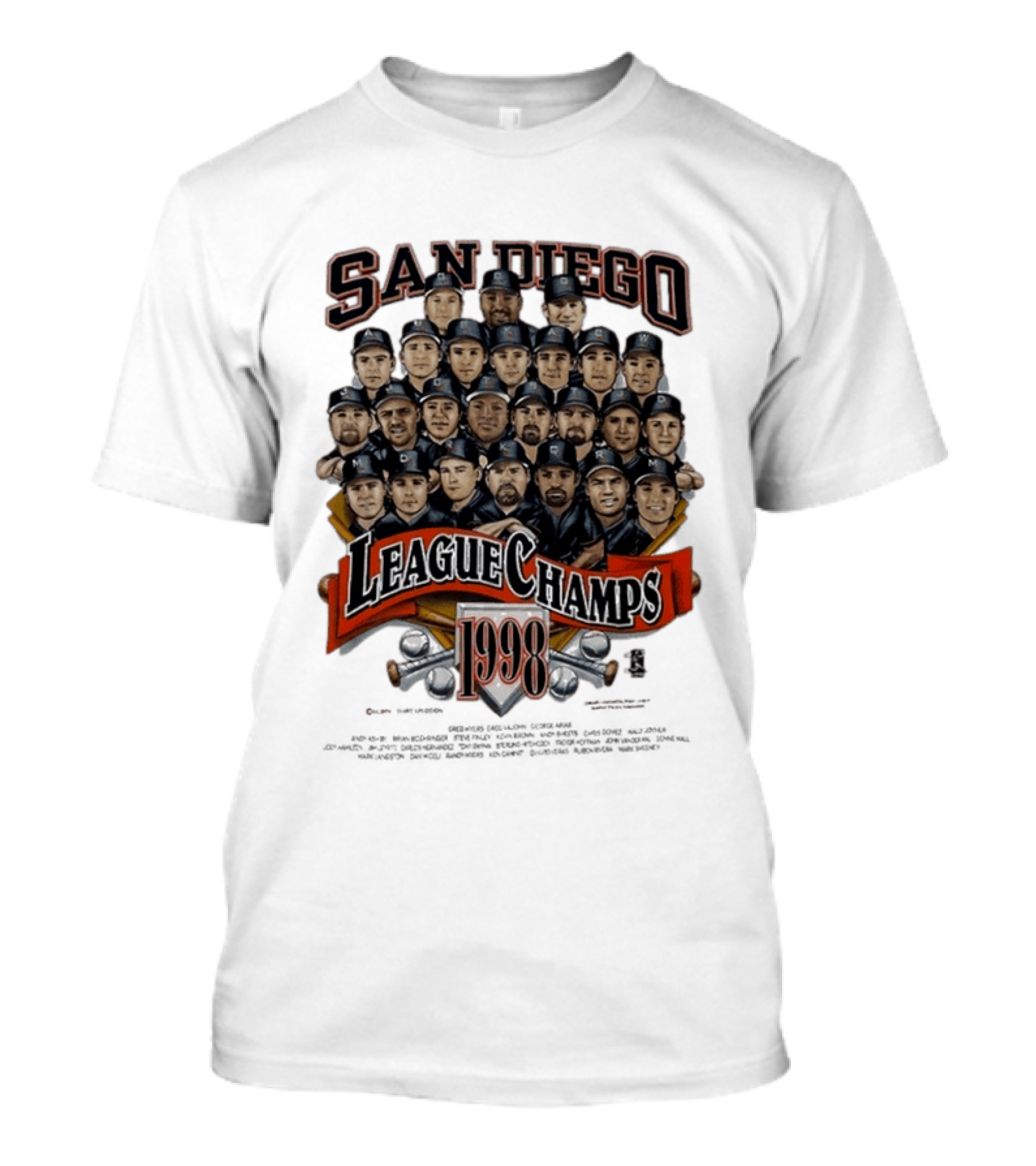 San Diego Padres 1998 League Champs Legends Team Montage T-Shirt
