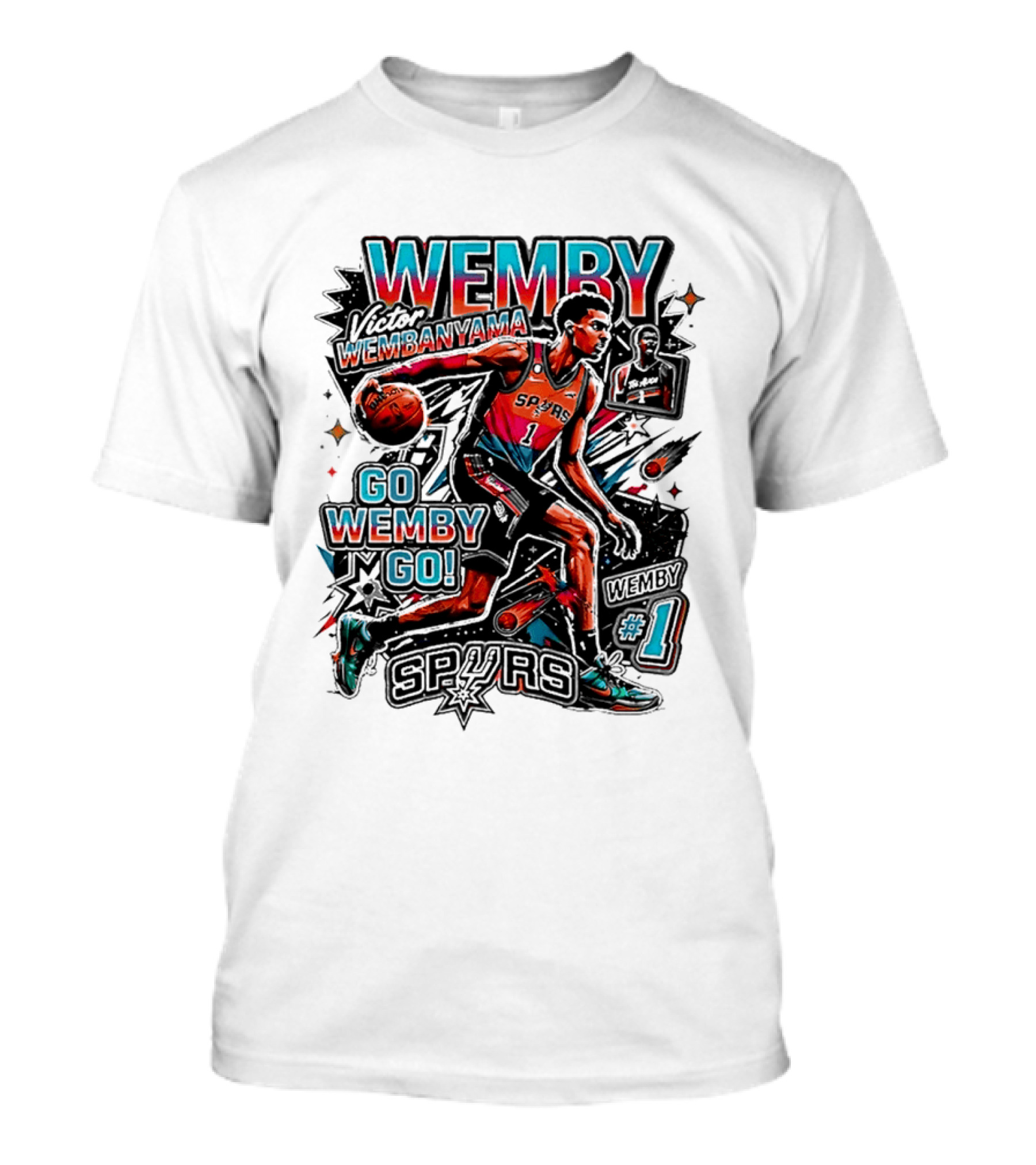 Victor Wembanyama Spurs Go Wemby Go Basketball Number 1 T-Shirt