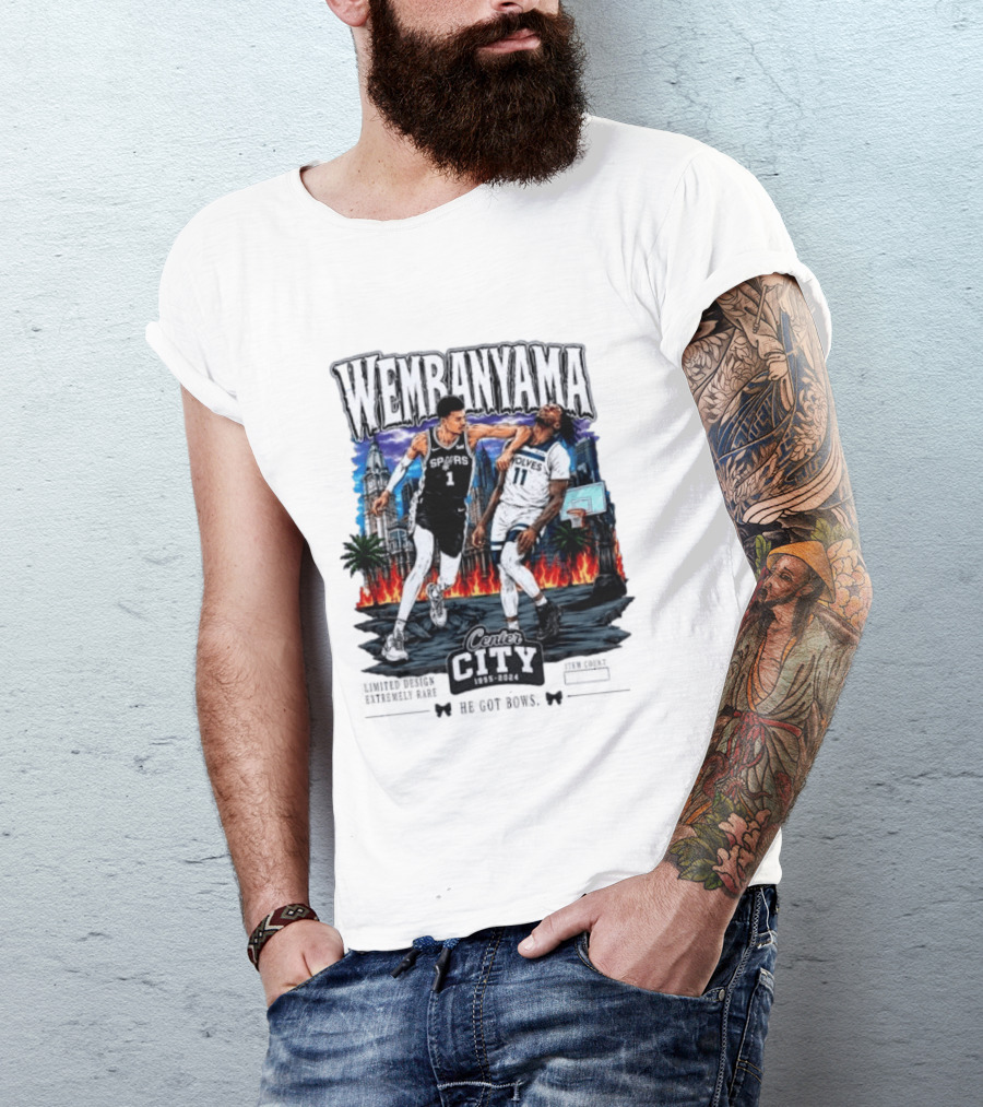 Wembanyama Spurs Center City 1995 2024 Basketball Matchup T-Shirt