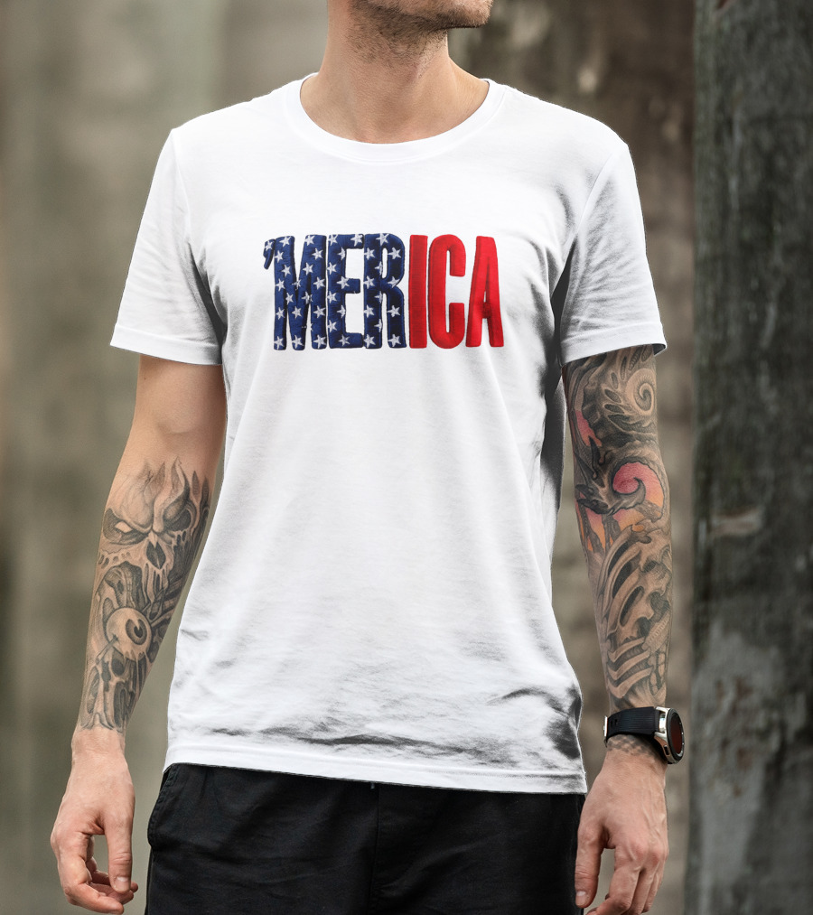 2026 USA 250th Merica Chrome White Camo Hat Stars Stripes T-Shirt