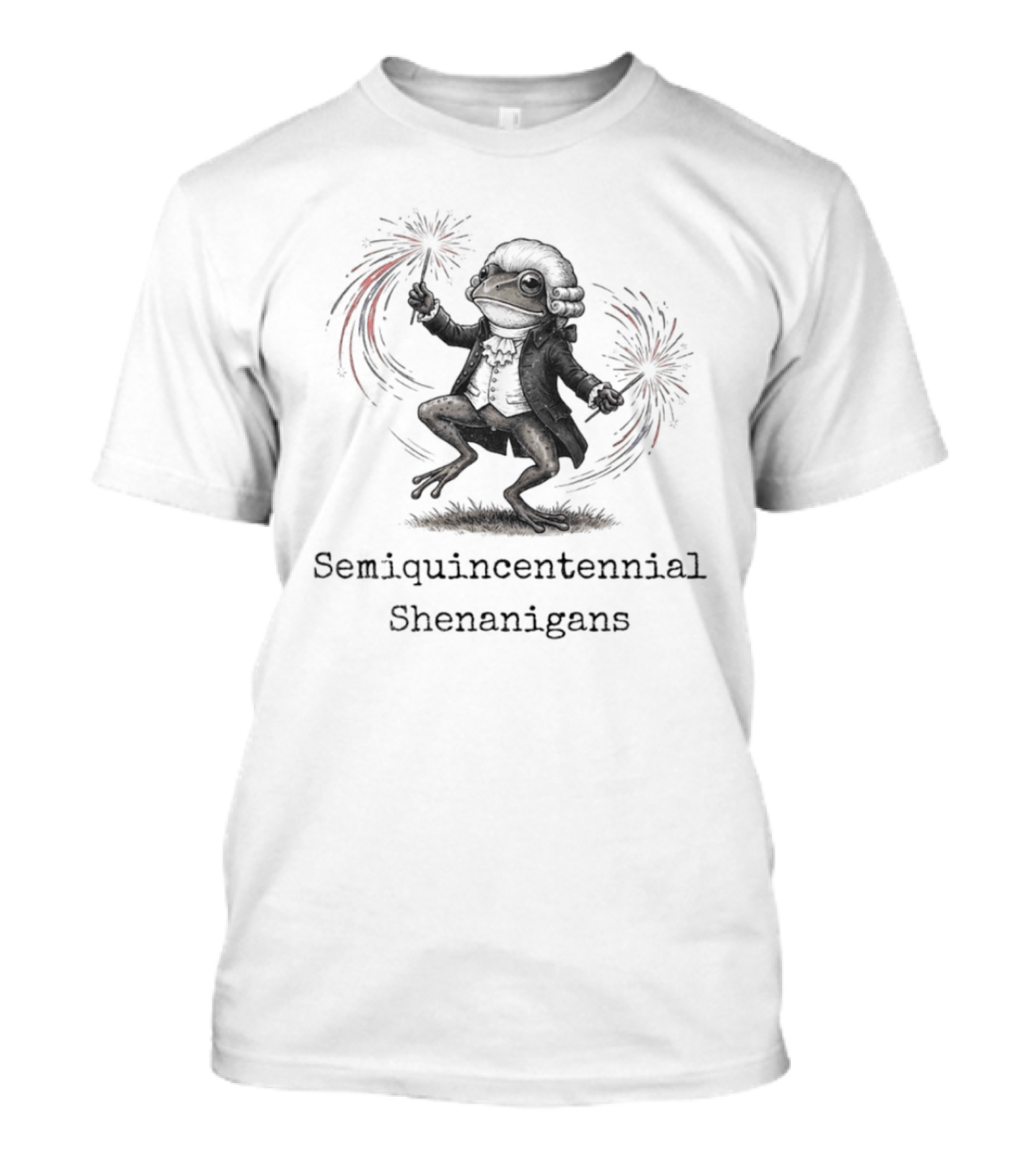 Frog Semiquincentennial Shenanigans Fireworks Celebration 250th Anniversary T-Shirt