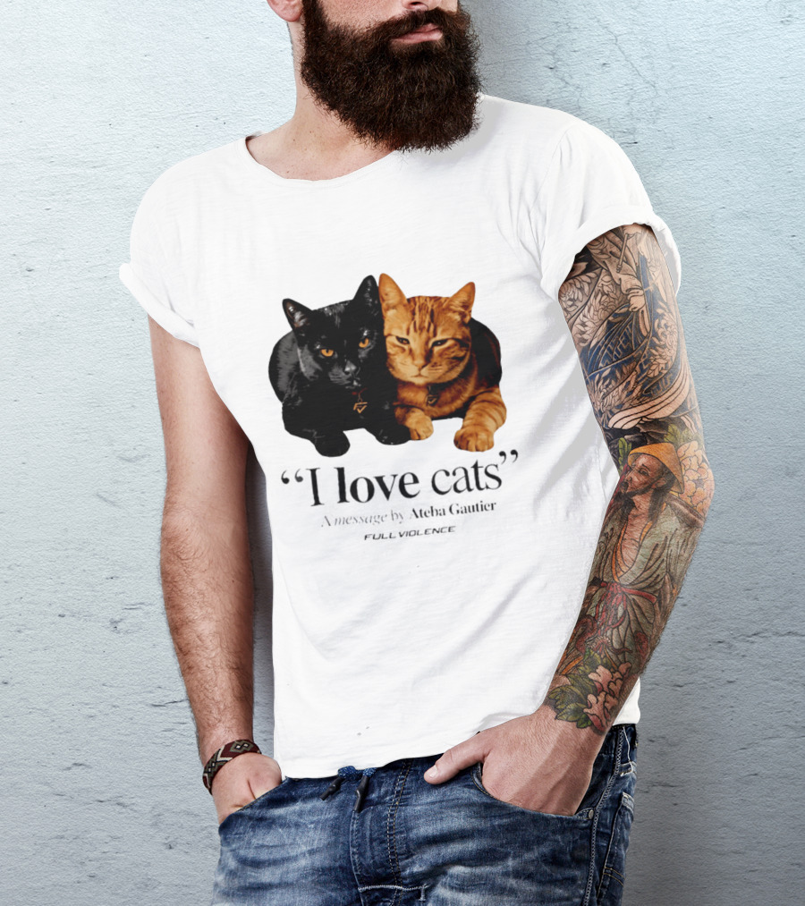 I Love Cats Ateba Gautier Full Violence Black And Ginger Cat Duo T-Shirt
