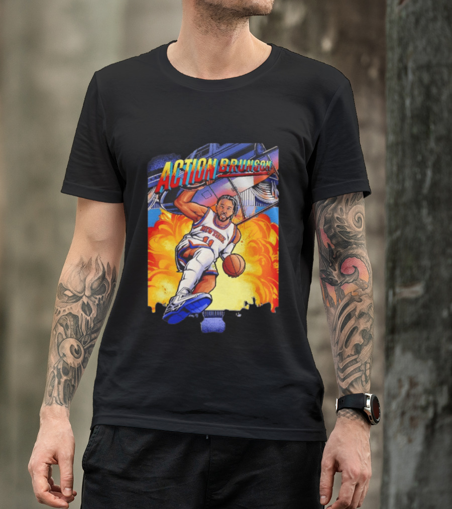 Action Brunson New York Knicks Basketball Comic Explosive Dynamic T-Shirt