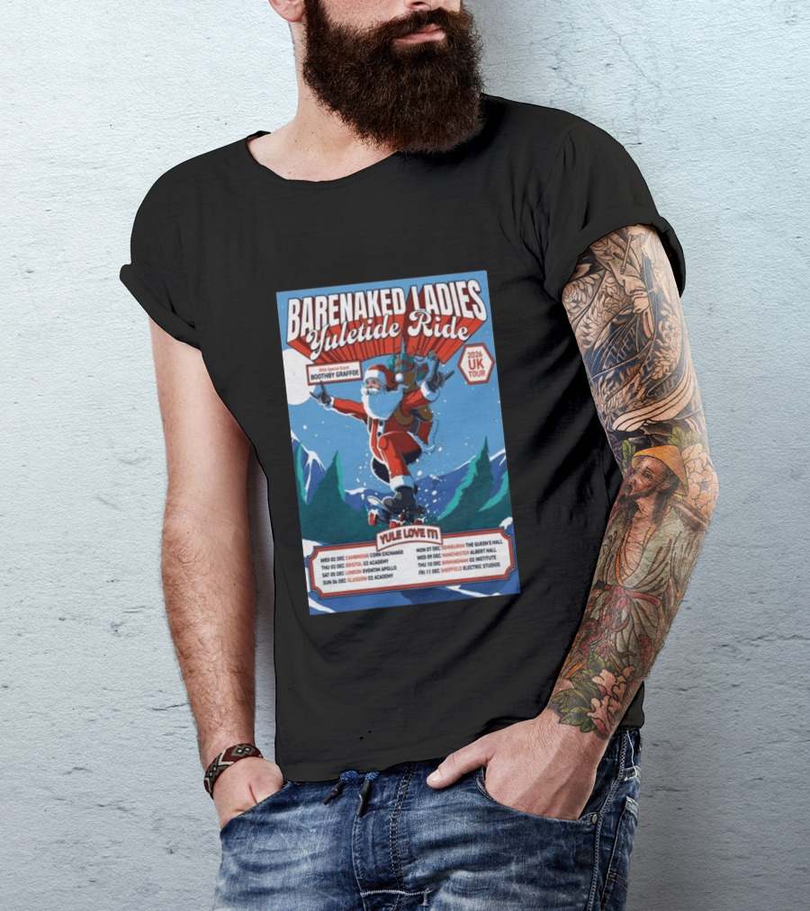 Barenaked Ladies Yuletide Ride UK Tour 2026 Santa With Special Guest Boothby Graffoe T-Shirt