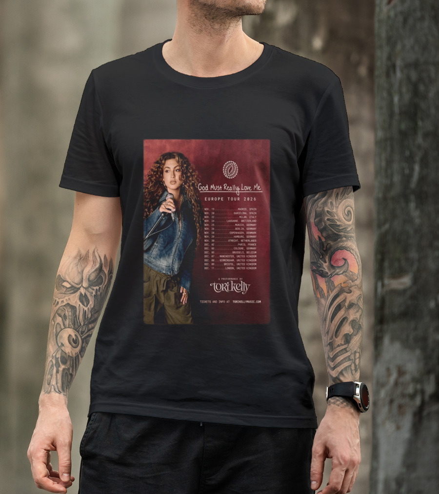 Tori Kelly Europe Tour 2026 God Must Really Love Me Concert Dates T-Shirt