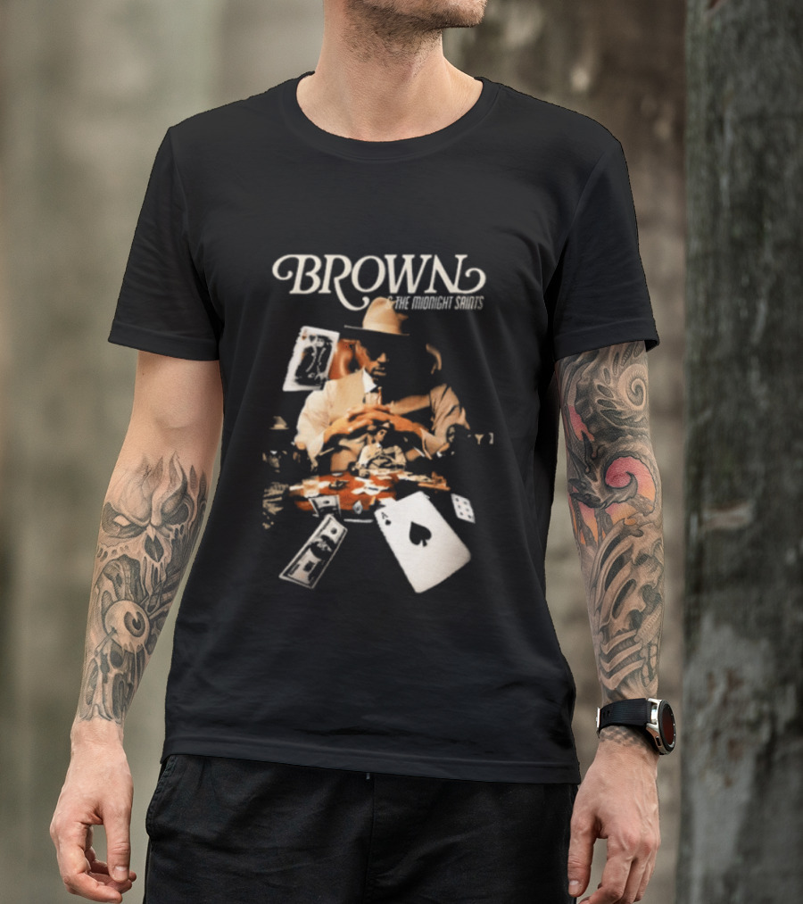 BROWN The Midnight Saints Playing Cards And Chips Explosion T-Shirt