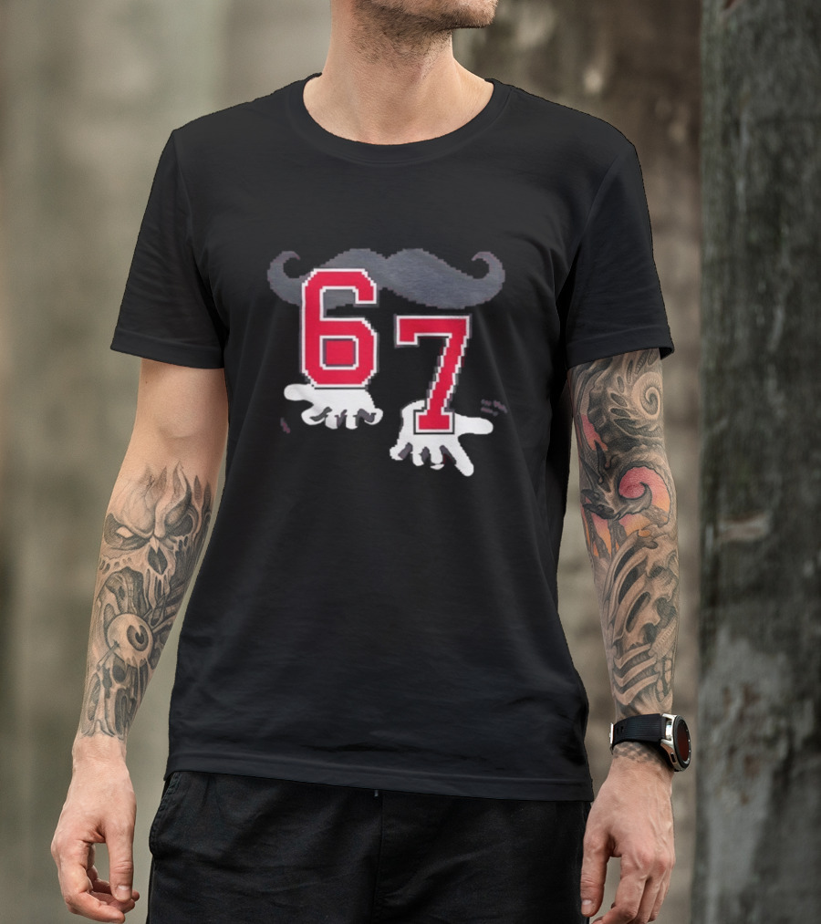 Cincinnati Reds 67 Beard Meme Moustache Hands T-Shirt