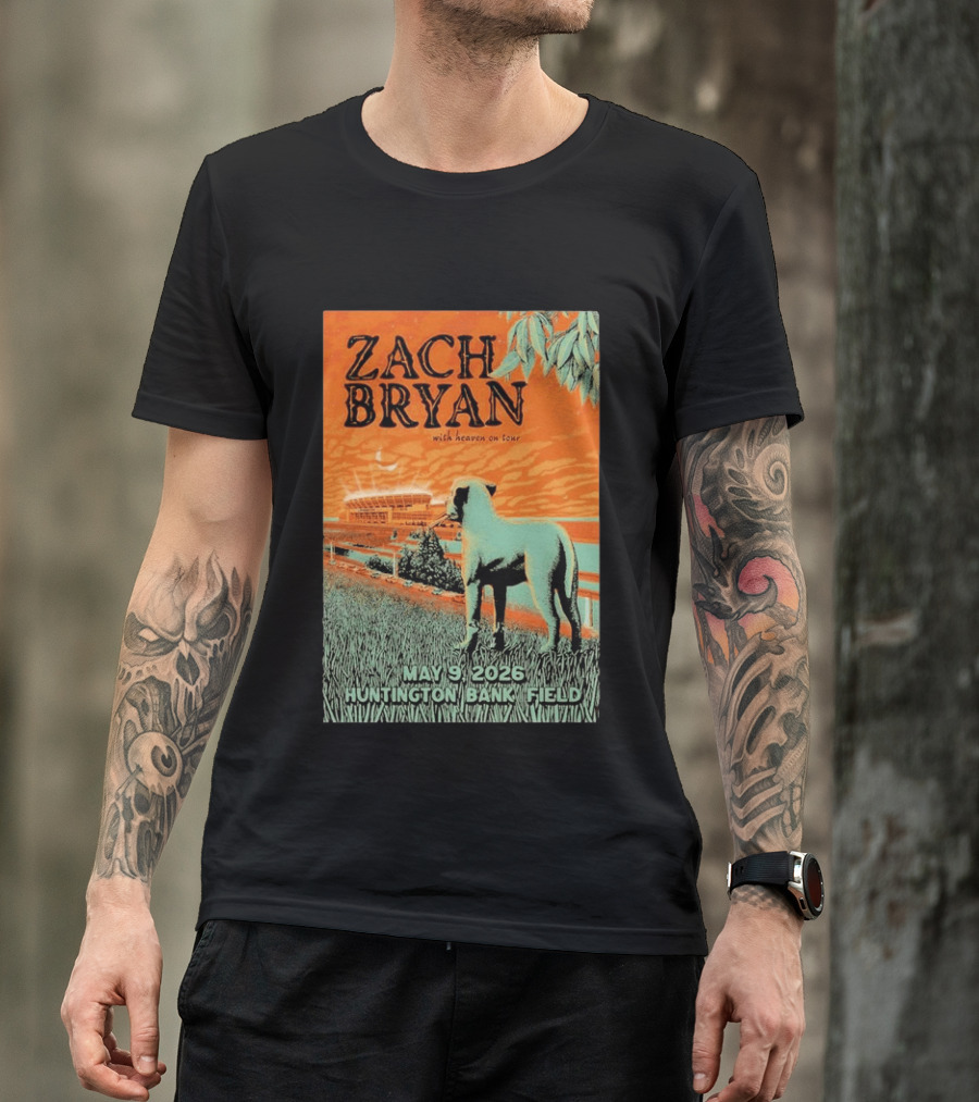 Zach Bryan Huntington Bank Field May 9 2026 With Heaven On Tour T-Shirt