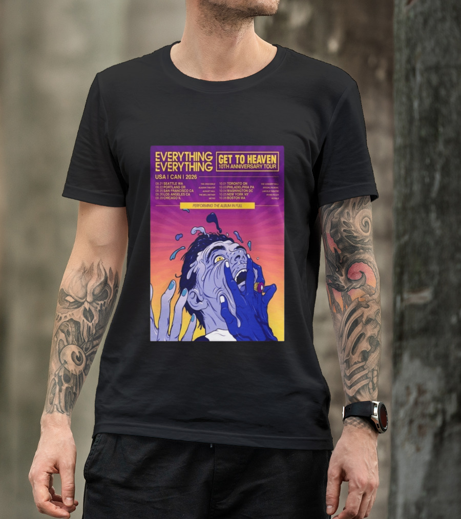 Everything Everything Get To Heaven 10th Anniversary Tour 2026 USA Canada Dates T-Shirt