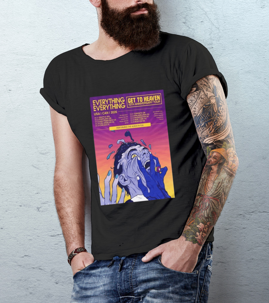 Everything Everything Get To Heaven 10th Anniversary Tour 2026 USA Canada Dates T-Shirt