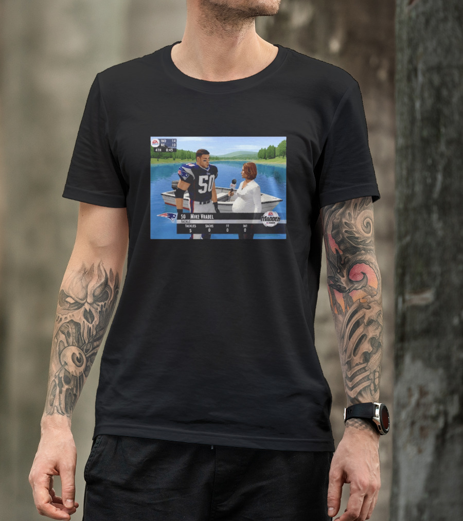 EA Madden 2002 Mike Vrabel Interview Football Patriots Video Game Scene T-Shirt