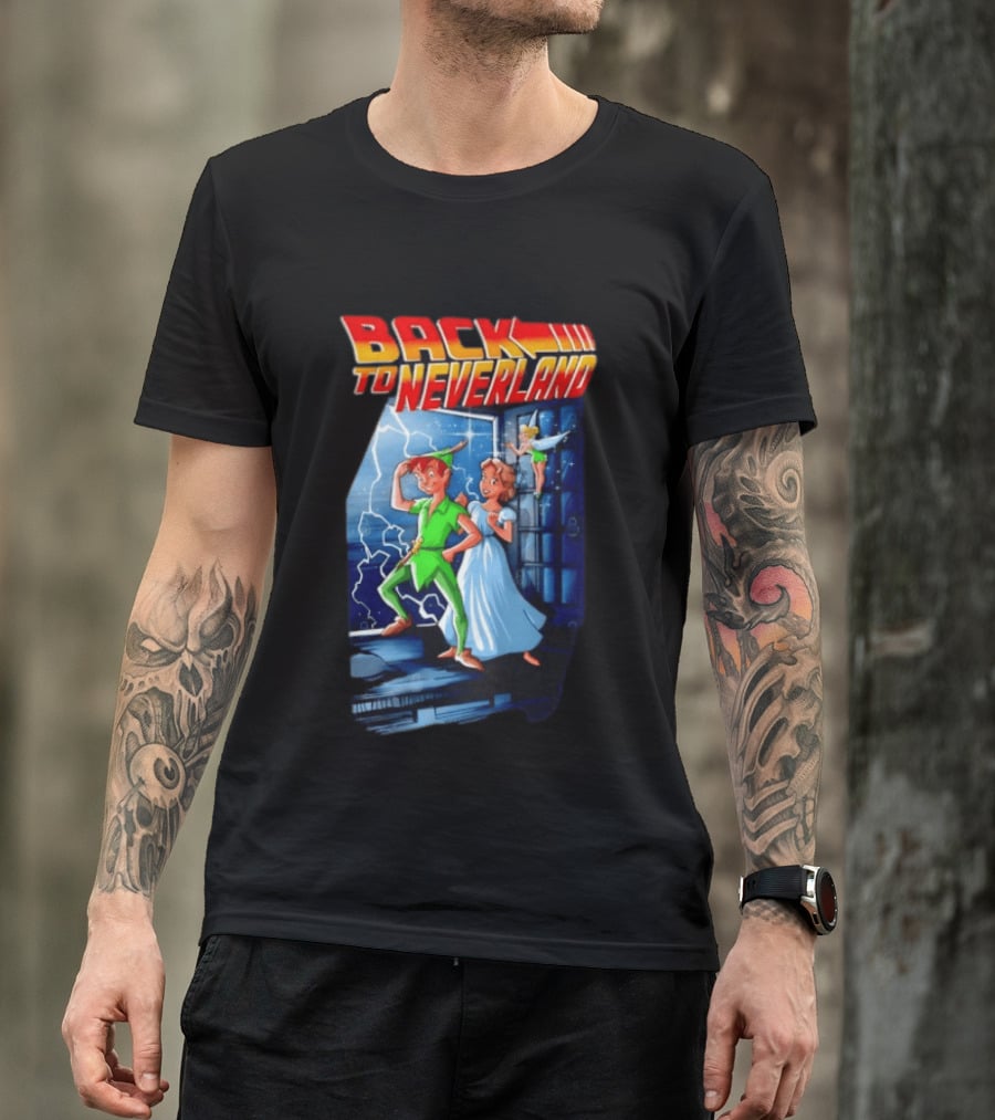 Back To Neverland Peter Pan Wendy Tinkerbell Mashup Back To The Future T-Shirt