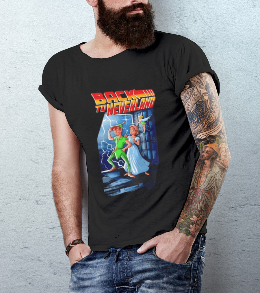 Back To Neverland Peter Pan Wendy Tinkerbell Mashup Back To The Future T-Shirt
