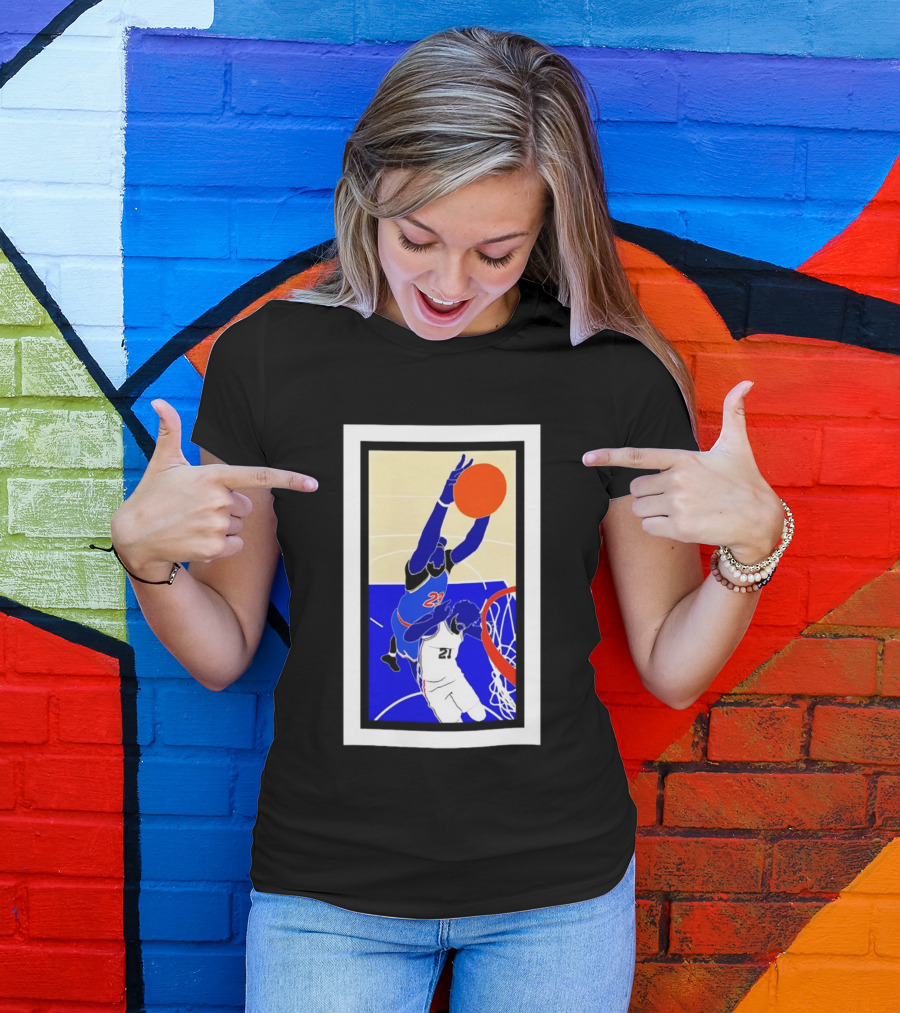 Mitchell Robinson Slam Dunk Over Joel Embiid New York Knicks T-Shirt