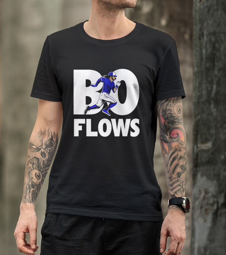 Bo Flows Running Baseball Player In Blue Uniform T-Shirt