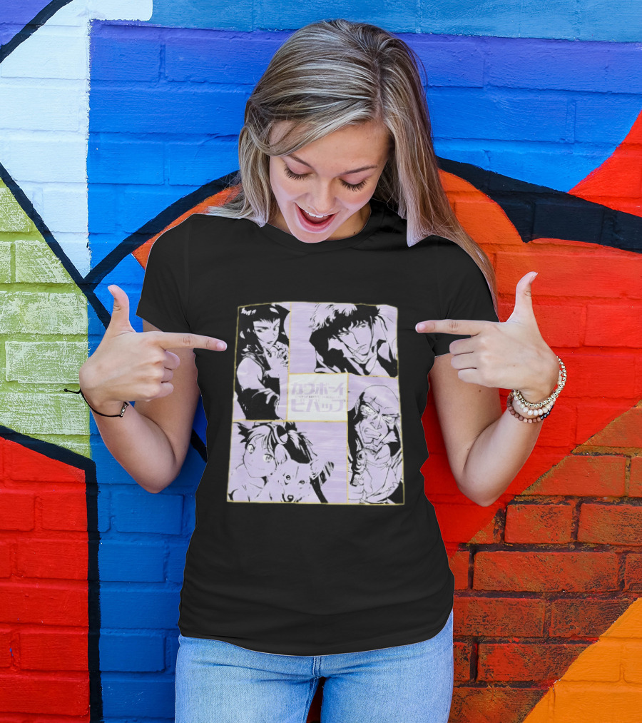 Cowboy Bebop Anime Characters Collage Faye Spike Ein Jet T-Shirt
