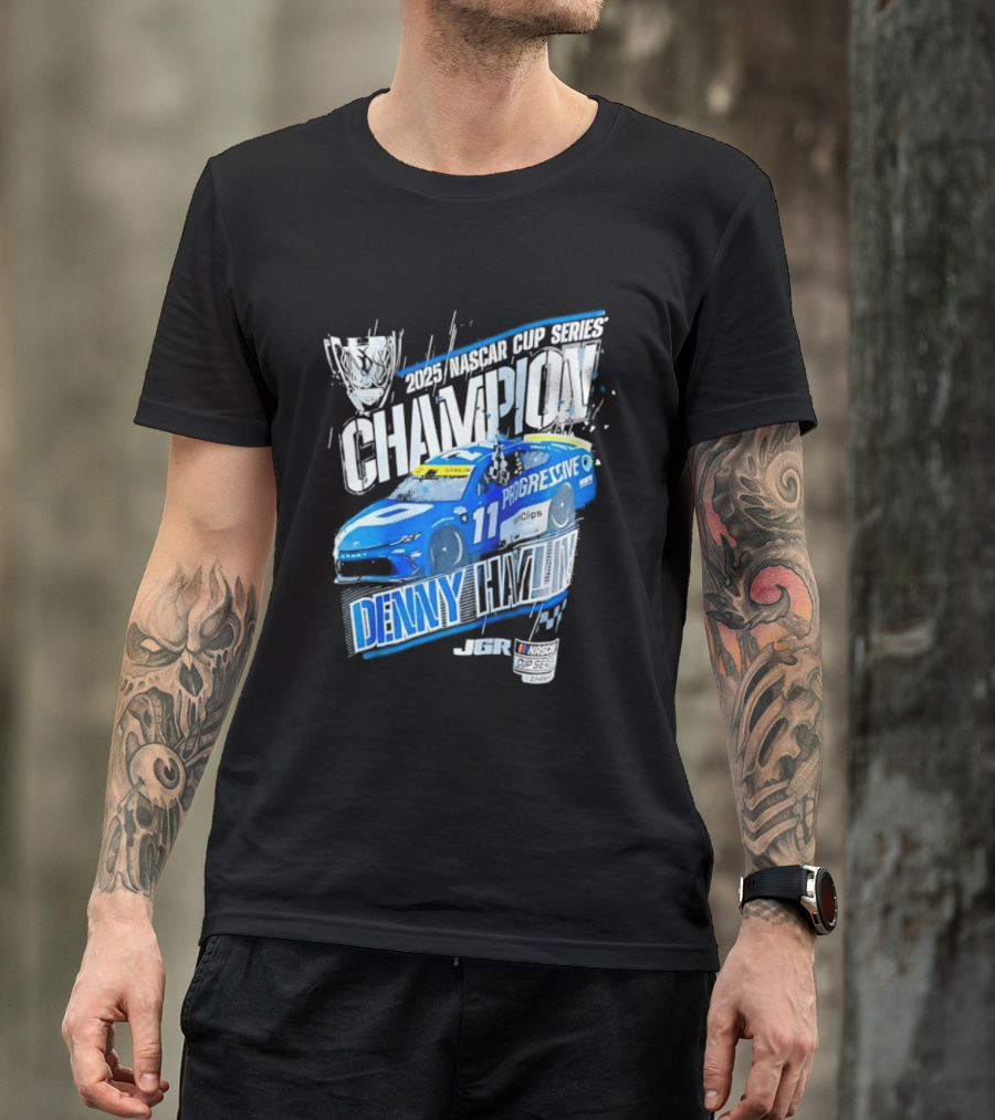 Denny Hamlin 2025 NASCAR Cup Series Champion Progressive Car 11 Joe Gibbs Racing T-Shirt