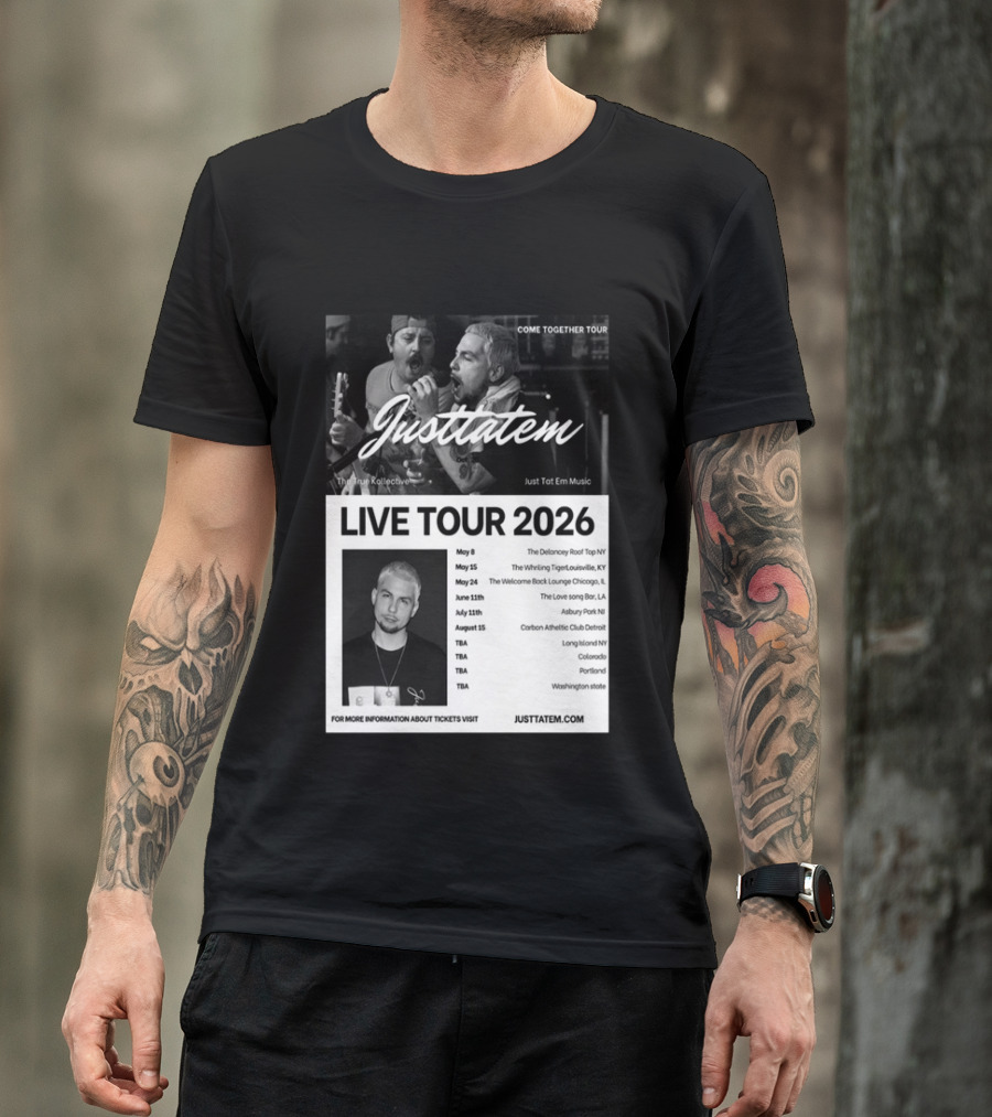 Live Tour 2026 Justtatem Come Together Justin Barona Tour Dates T-Shirt