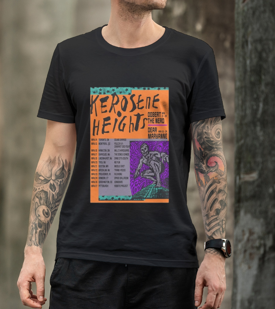 Kerosene Heights Tour 2026 Ogbert The Nerd Dear Maryanne Concert Dates And Locations T-Shirt