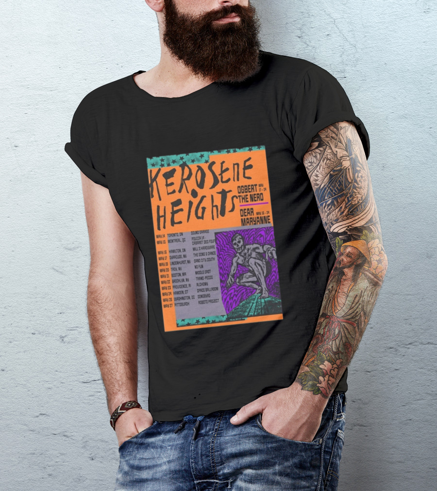 Kerosene Heights Tour 2026 Ogbert The Nerd Dear Maryanne Concert Dates And Locations T-Shirt