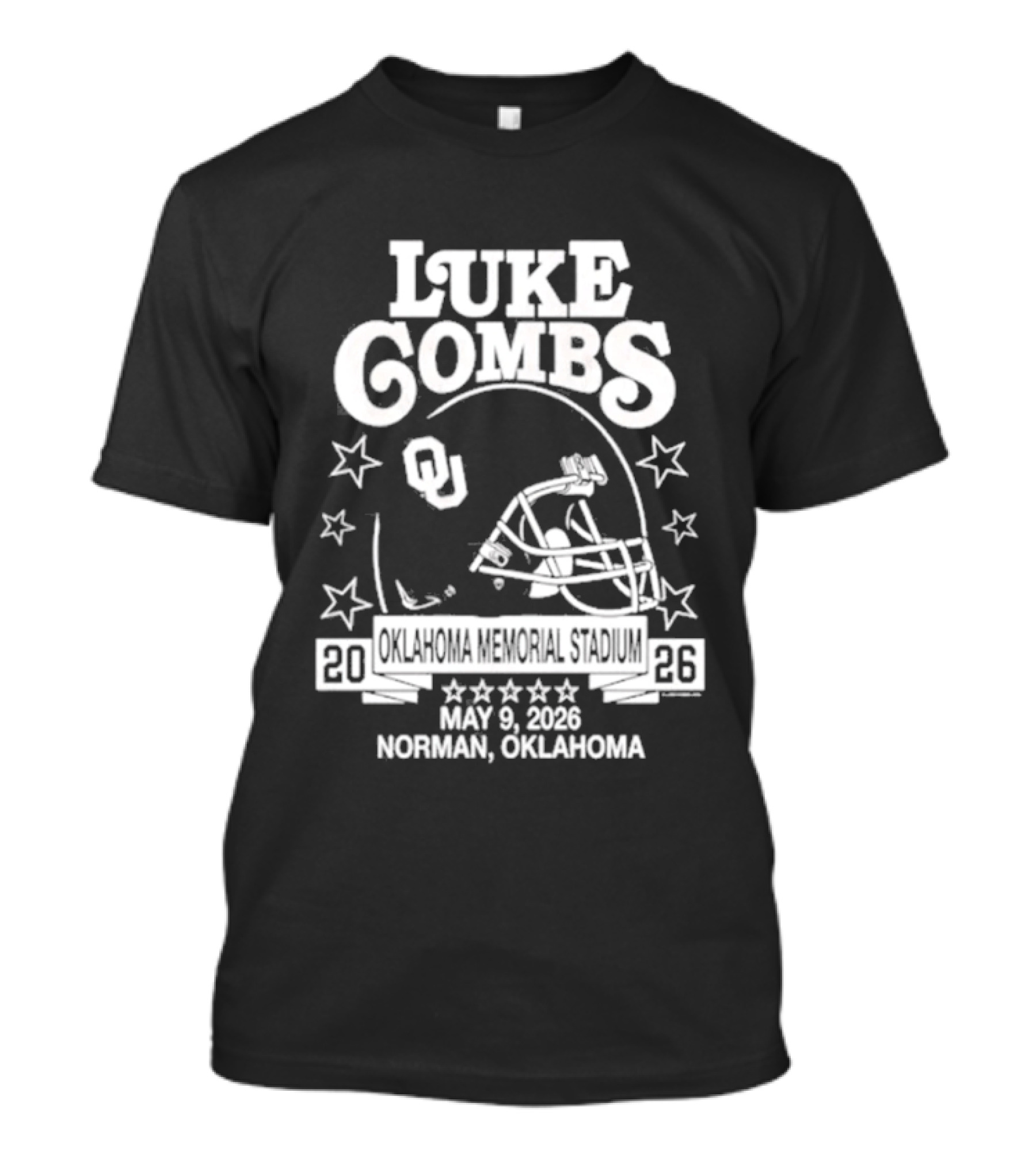 Luke Combs May 9 2026 Norman Oklahoma Football Helmet Stars Concert Event T-Shirt