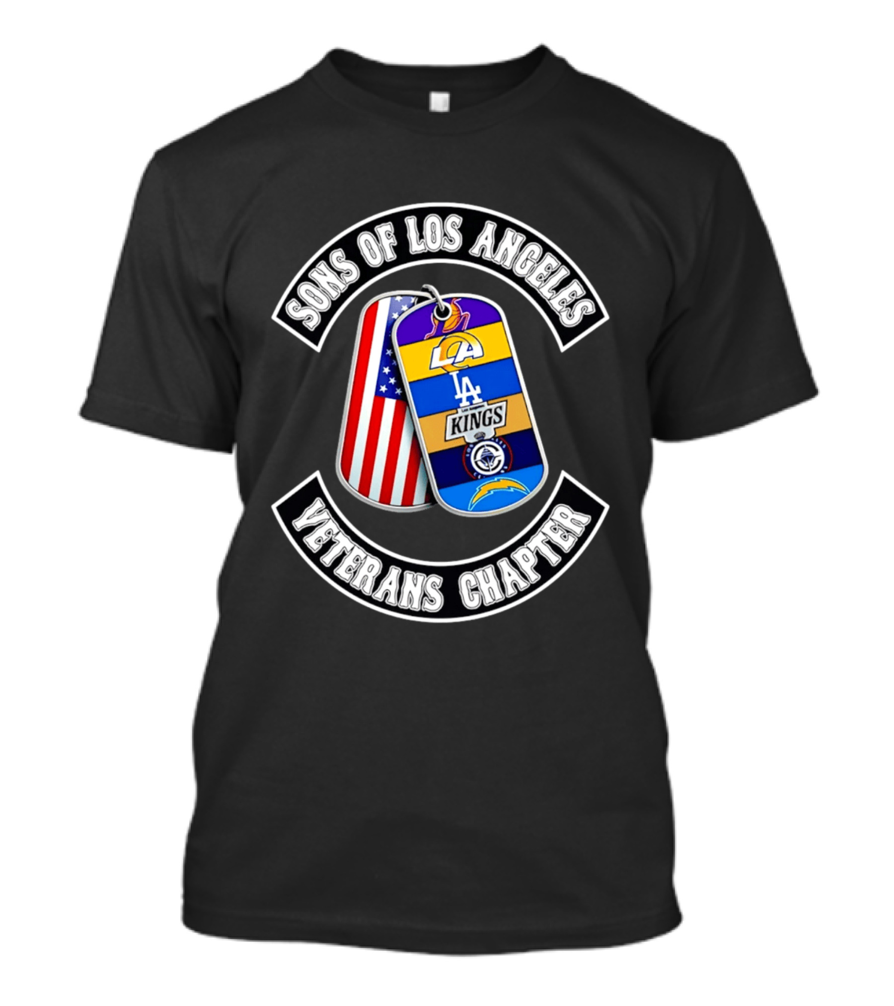 Sons Of Los Angeles Veterans Chapter LA Sports Dog Tags American Flag T-Shirt