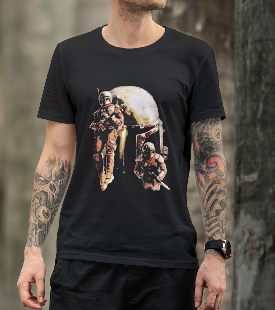 Star Wars Cobb Vanth Mandalorian Collage Forge Helmet T-Shirt