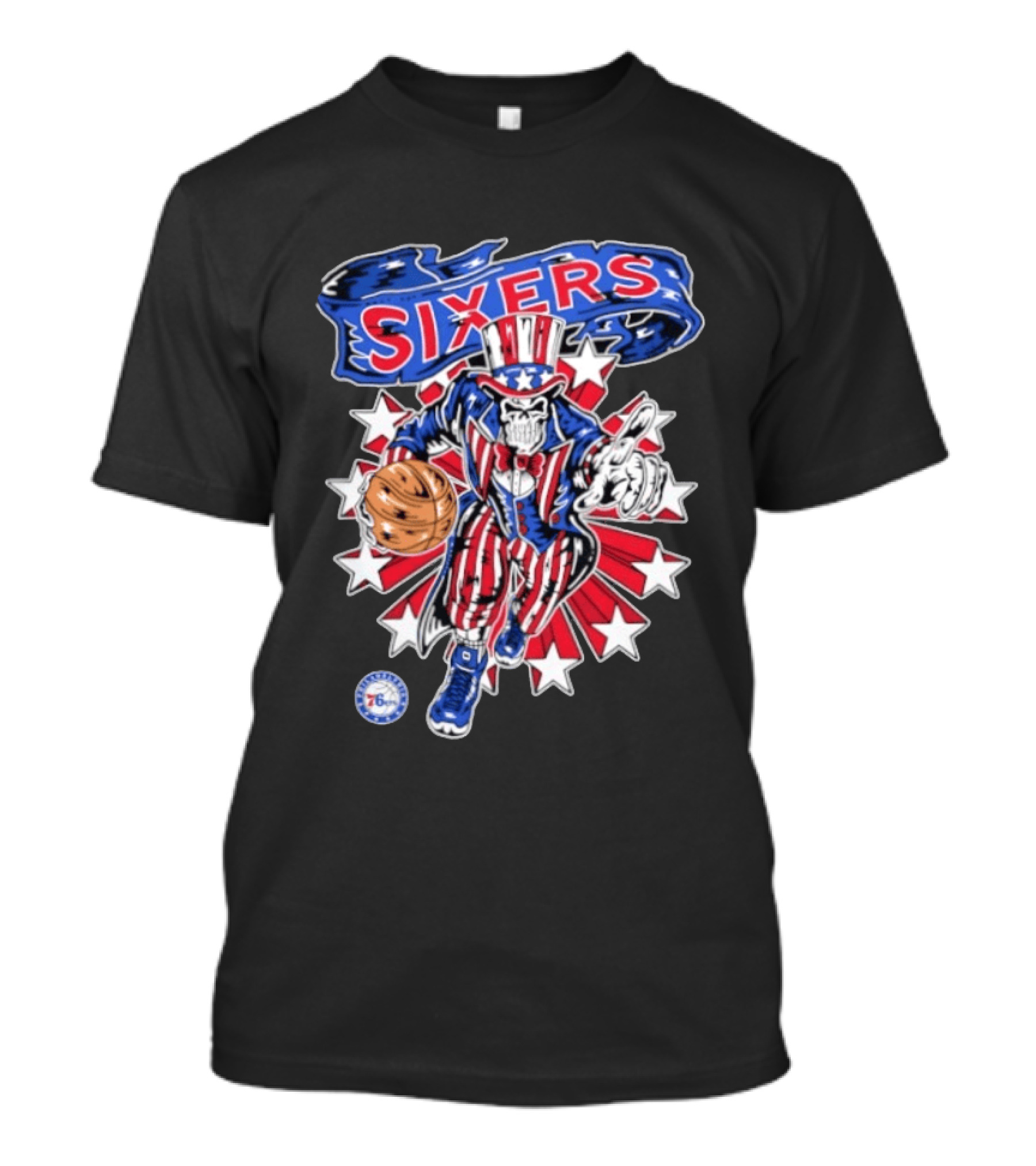 Philadelphia 76ers Warren Lotas Stars And Stripes Uncle Sam Basketball T-Shirt