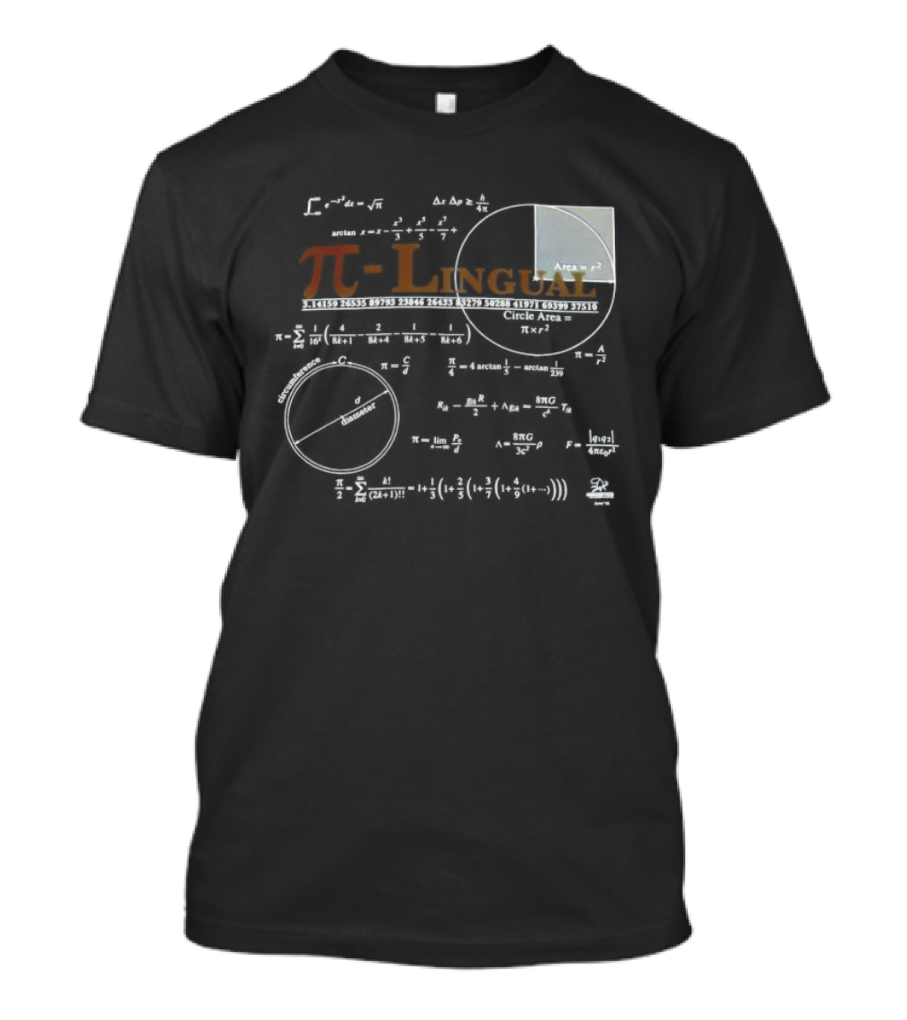 Pi Lingual Math Geek Physics Nerd Equations And Formulas T-Shirt