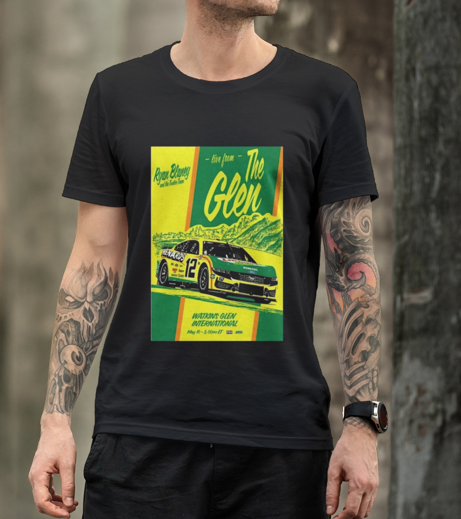 Ryan Blaney Live From The Glen Watkins Glen International May 10 3:00pm ET NASCAR Race Team Menards Pennzoil Car 12 T-Shirt