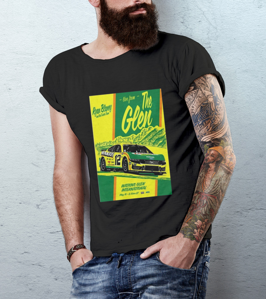 Ryan Blaney Live From The Glen Watkins Glen International May 10 3:00pm ET NASCAR Race Team Menards Pennzoil Car 12 T-Shirt