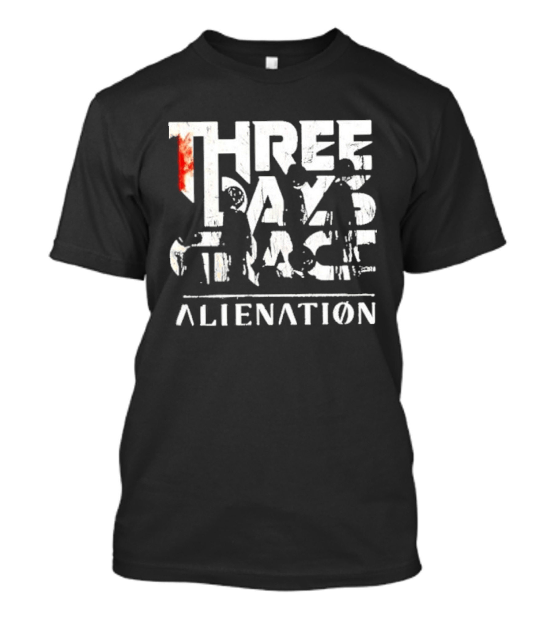 Three Days Grace Alienation Album Distressed White Gritty Logo Red Accent T-Shirt