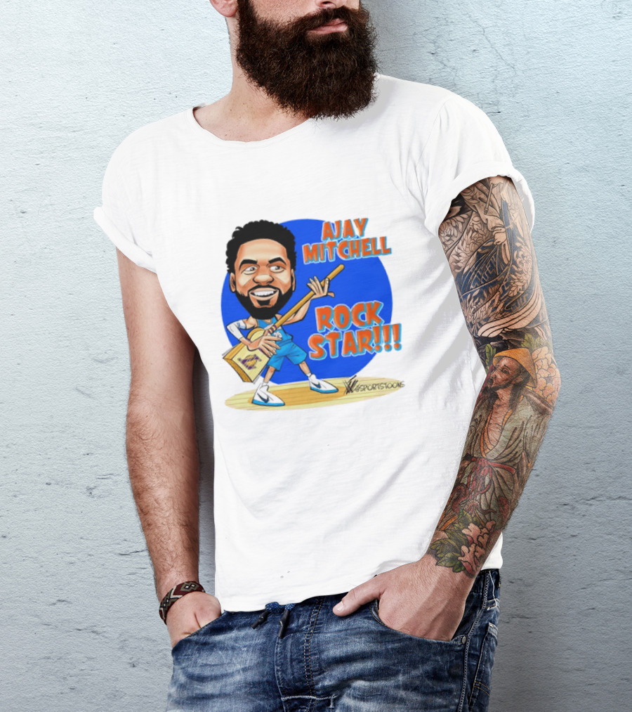 Ajay Mitchell Oklahoma City Thunder Rock Star Basketball Caricature T-Shirt