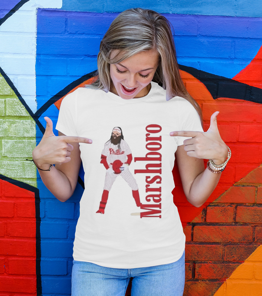 Brandon Marshboro Phillies Player Uniform Red Vertical T-Shirt