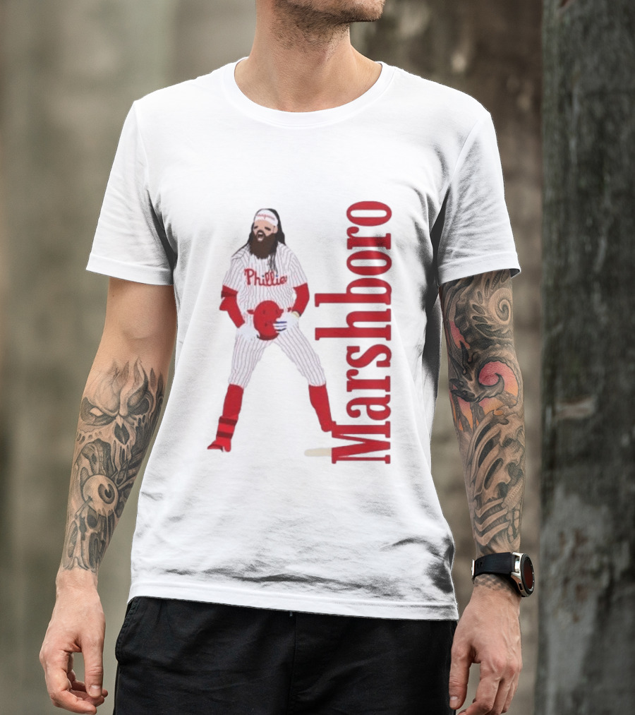 Brandon Marshboro Phillies Player Uniform Red Vertical T-Shirt