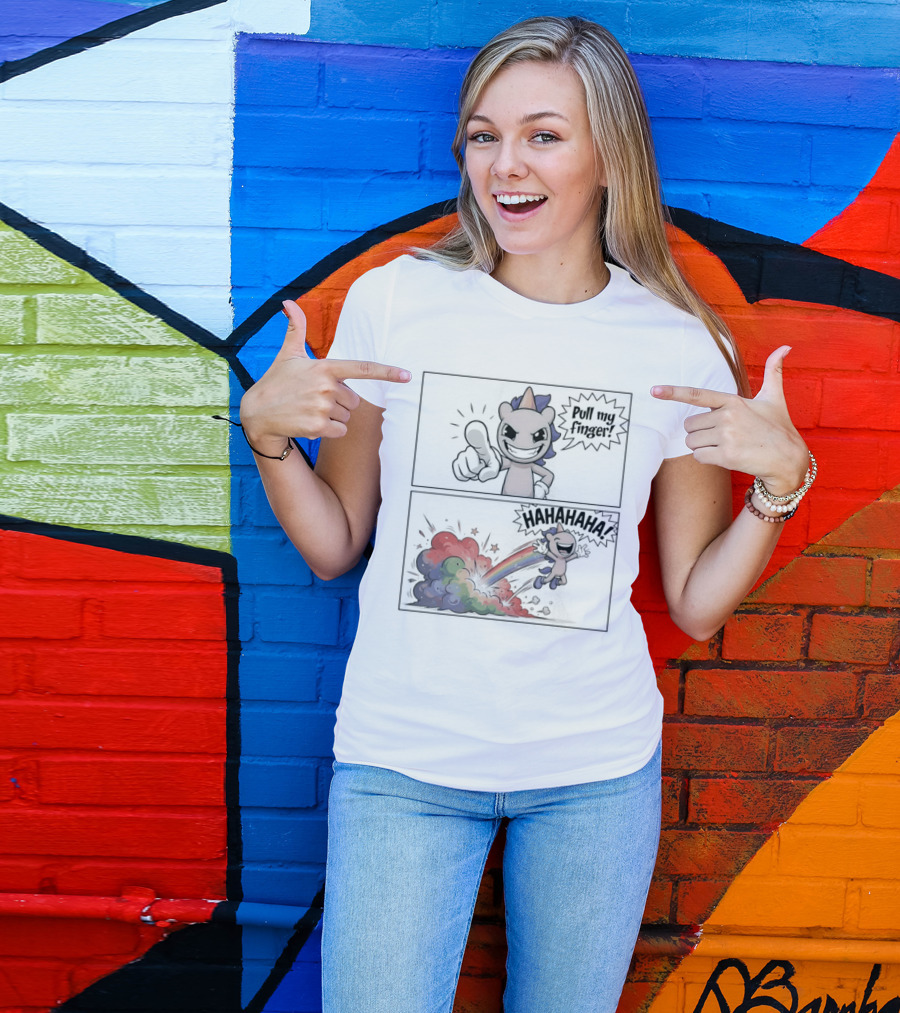 Dusty Unicorn Pull My Finger Rainbow Fart Dust T-Shirt