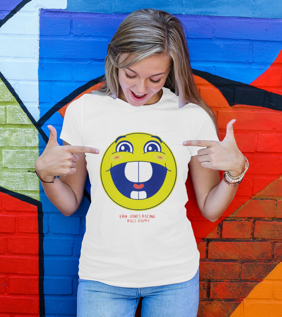Erik Jones Racing Race Happy Yellow Smiley Face T-Shirt